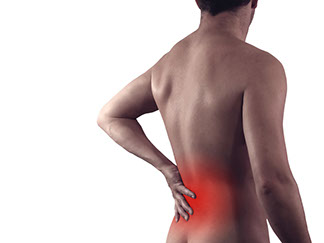 Men suffering lower back pain